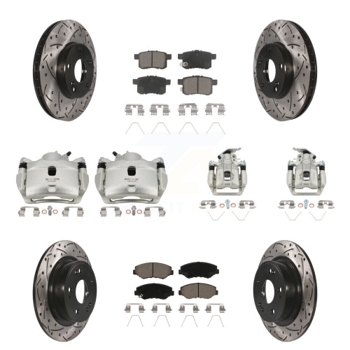 TRANSIT AUTO  Front Rear Brake Coated Caliper Drill Slot Rotor Ceramic Pad Kit (10PC) for Honda Accord Kcd-100260C