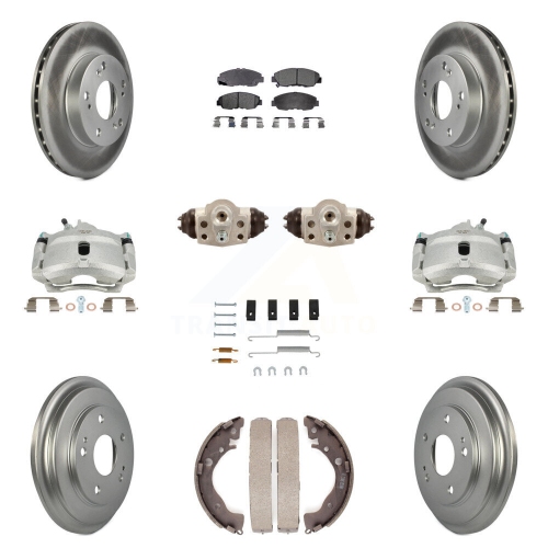 TRANSIT AUTO  Front Rear Brake Caliper Coat Rotor Drum Semi-Metallic Pad Shoes Cylinder Kit (11PC) for Kcg-100374P