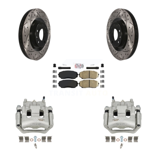 TRANSIT AUTO  Front Brake Coated Caliper Drill Slotted Rotor Ceramic Pad Kit for Ford Edge Lincoln Mkx Kcd-100137N