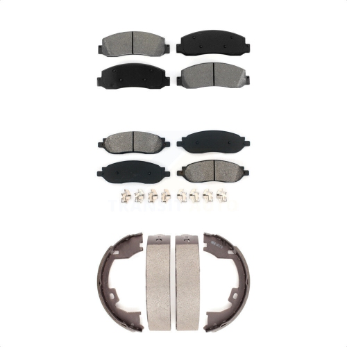 TRANSIT AUTO  Front Rear Semi-Metallic Brake Pads And Parking Shoes Kit for Ford F-350 Super Duty F-250 Ksn-100783