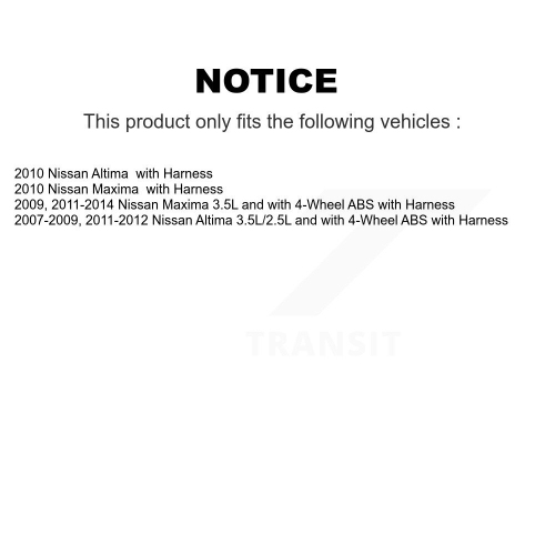 SEN-2ABS0458 de capteur de vitesse de roue ABS avant pour Nissan Altima Maxima avec faisceau