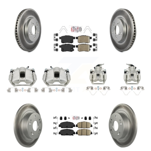 TRANSIT AUTO  Front Rear Disc Brake Caliper Coated Rotors And Ceramic Pads Kit (10PC) for Honda Accord Kcg-101977N