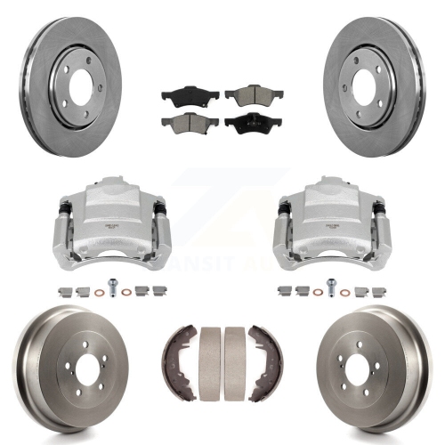 TRANSIT AUTO  Front Rear Disc Brake Caliper Rotors Drum Semi-Metallic Pads Kit (8PC) for Dodge Caravan Kc8-100772S