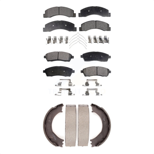 TRANSIT AUTO  Front Rear Semi-Metallic Brake Pads And Parking Shoes Kit for Ford F-350 Super Duty F-250 Kfn-100707