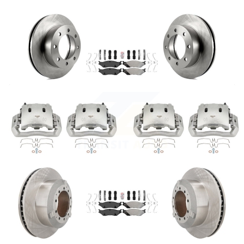 TRANSIT AUTO  Front Rear Brake Caliper Rotors & Semi-Metallic Pad Kit (10PC) for Ford F-450 Super Duty Kc8-102964N