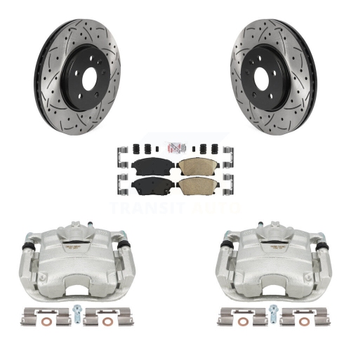 TRANSIT AUTO  Front Brake Caliper Drill Slotted Rotors Ceramic Pad Kit for Chevrolet Trax Buick Encore Kcd-100398N