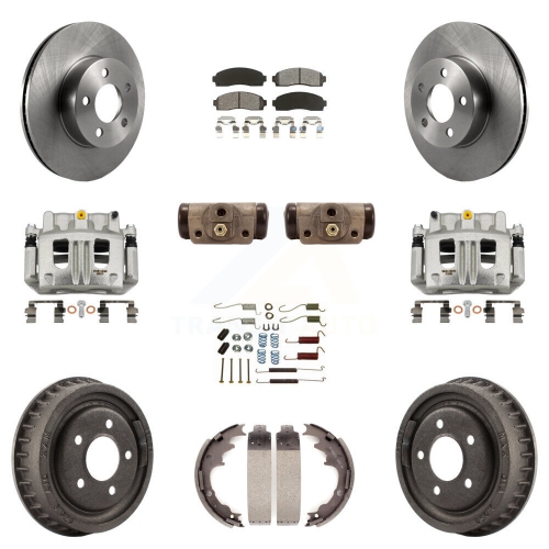 TRANSIT AUTO  Front Rear Disc Brake Caliper Rotors Drum Semi-Metallic Pad Shoe Cylinder Kit (11PC) for Kc8-101283S
