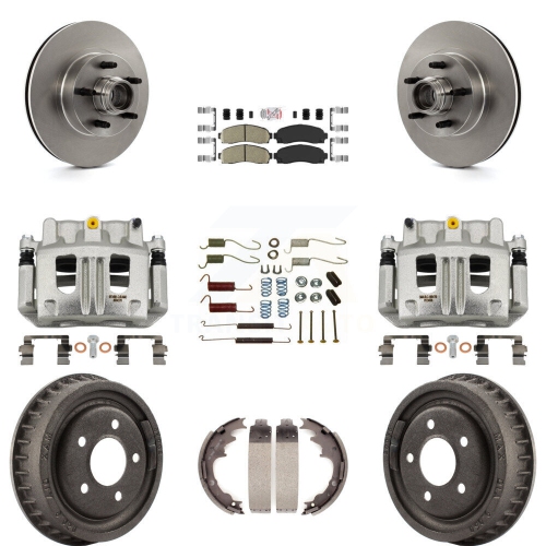 TRANSIT AUTO  Front Rear Brake Caliper Rotors Drum Ceramic Pad Shoe Hardware Kit (9PC) for Ford Ranger Kc8-101414N