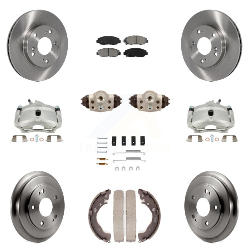 TRANSIT AUTO  Front Rear Disc Brake Caliper Rotors Drum Semi-Metallic Pad Shoe Cylinder Kit (11PC) for Kc8-100905S
