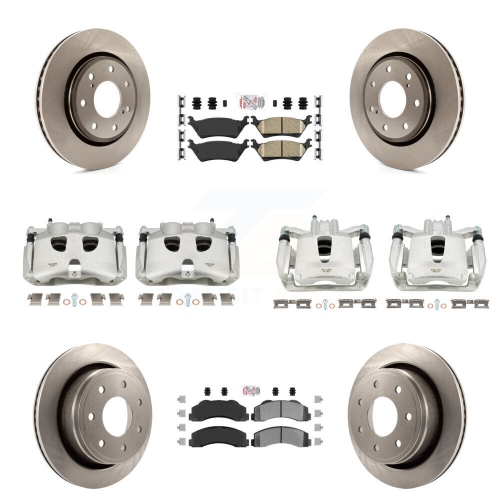 TRANSIT AUTO  Front Rear Disc Brake Caliper Rotors And Ameribrakes Pads Kit (10PC) for Ford F-150 Kc8-101970N
