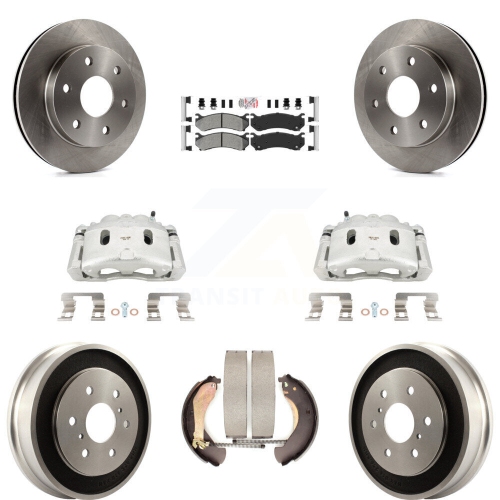 TRANSIT AUTO  Front Rear Disc Brake Caliper Rotors Drums Semi-Metallic Pads Kit (8PC) for Kc8-101575N