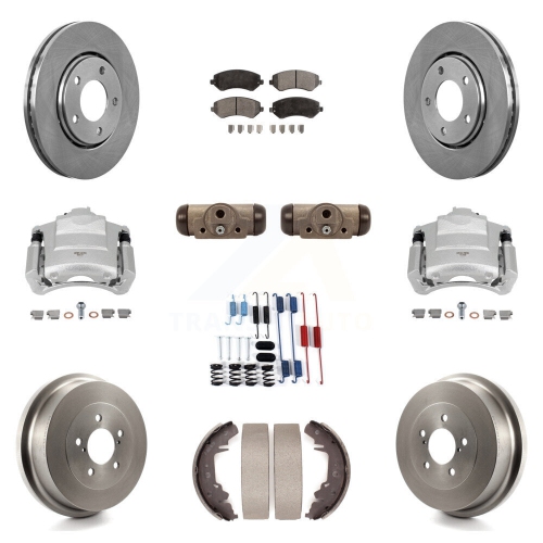 TRANSIT AUTO  Front Rear Brake Caliper Rotors Drum Ceramic Pad Shoe Cylinder Hardware Kit (11PC) for & Kc8-100891T
