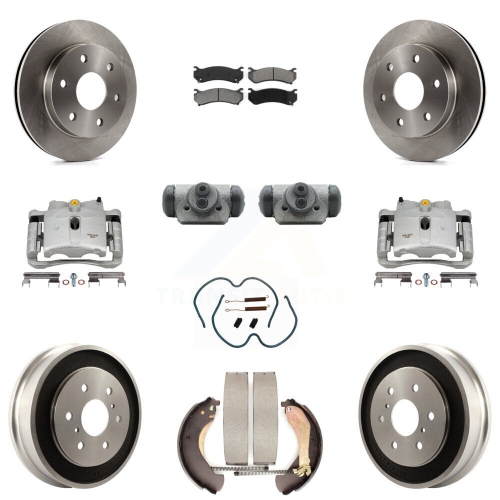 TRANSIT AUTO  Front Rear Brake Caliper Rotors Drum Semi-Metallic Pad Shoe Cylinder Kit (11PC) for 1500 Kc8-100882S