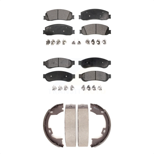 TRANSIT AUTO  Front Rear Semi-Metallic Brake Pads And Parking Shoes Kit for Ford F-350 Super Duty F-250 Kfn-100572