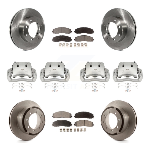 TRANSIT AUTO  Front Rear Brake Caliper Rotors & Semi-Metallic Pad Kit (10PC) for Ford F-450 Super Duty Kc8-101102P