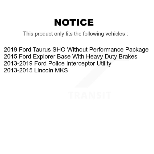 Rear Brake Caliper Coat Rotor Semi-Metallic Pad Kit For Ford Explorer Police Interceptor KCG-100126P