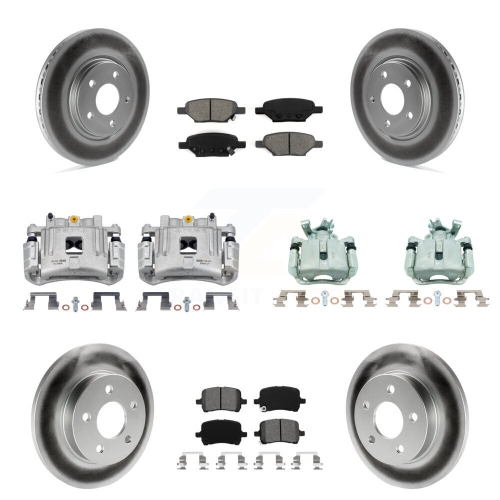 TRANSIT AUTO  Front Rear Disc Brake Caliper Coat Rotor And Semi-Metallic Pad Kit (10PC) for Pontiac G6 Kcg-100928S