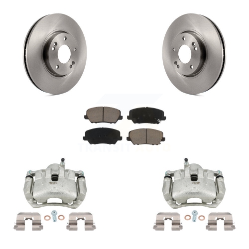 CMX  Front Brake Caliper Rotor And Ceramic Pad Kit for 2017 Kia Forte With 15" Factory Wheels Kc8-100332C