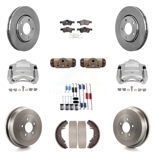 TRANSIT AUTO  Front Rear Disc Brake Caliper Rotors Drum Semi-Metallic Pad Shoe Cylinder Kit (11PC) for Kc8-100900P