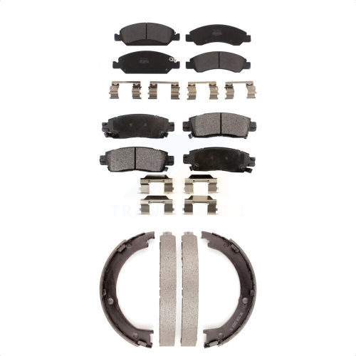 TRANSIT AUTO  Front Rear Semi-Metallic Brake Pads & Parking Shoe Kit for Cadillac Xts With 6 Lug Wheels Kfn-100590