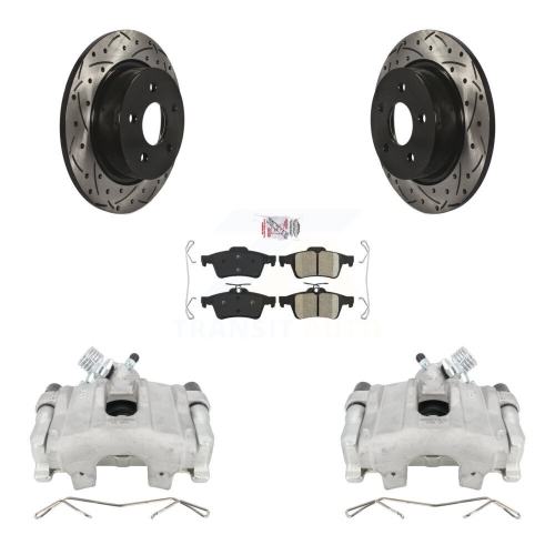 Rear Disc Brake Coated Caliper Drill Slotted Rotor Ceramic Pad Kit For Ford Escape C-Max KCD-101370N