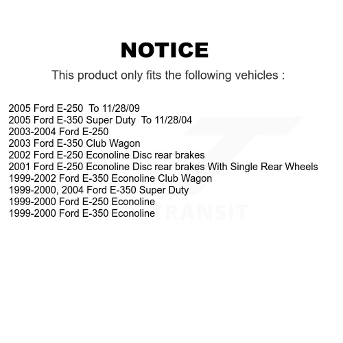 Front Rear Semi-Metallic Brake Pads Parking Shoe Kit For Ford E-350 Super Duty E-250 Club KFN-100705