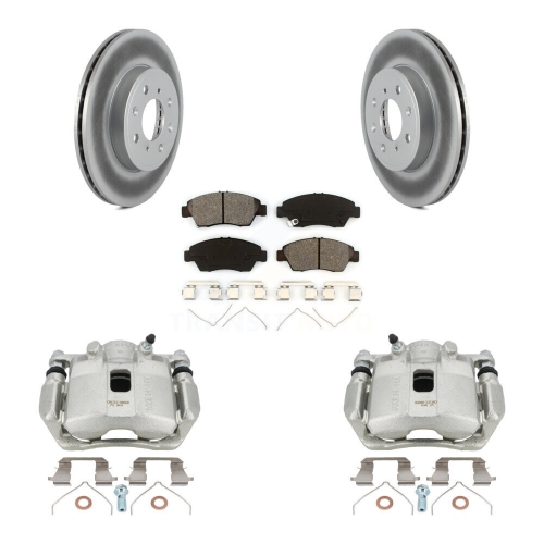 TRANSIT AUTO  Front Disc Brake Caliper Coated Rotors And Semi-Metallic Pad Kit for 2015-2020 Honda Fit Kcg-100749S