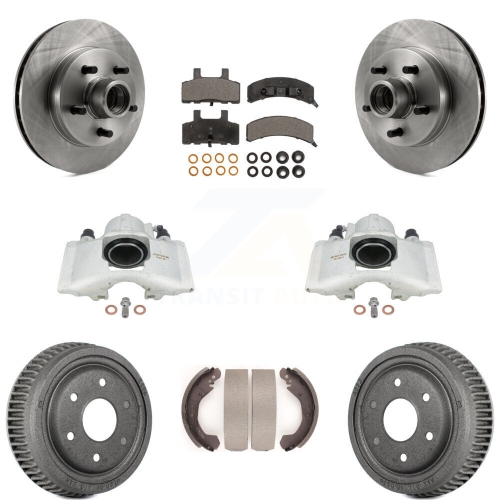 TRANSIT AUTO  Front Rear Disc Brake Caliper Rotors Drums Ceramic Pads Kit (8PC) for Gmc Yukon Kc8-100764T