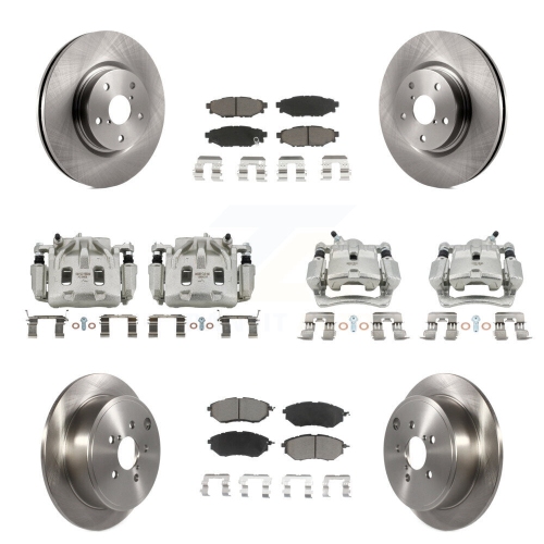 CMX  Front Rear Disc Brake Caliper Rotors And Ceramic Pads Kit (10PC) for Subaru Wrx Kc8-101084C
