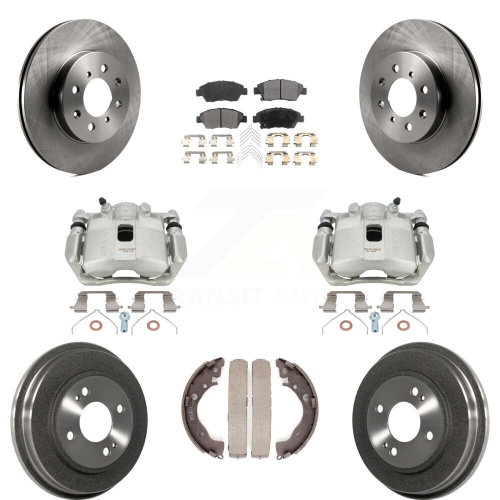TRANSIT AUTO  Front Rear Disc Brake Caliper Rotors Drums Semi-Metallic Pads Kit (8PC) for Honda Fit Kc8-100804P