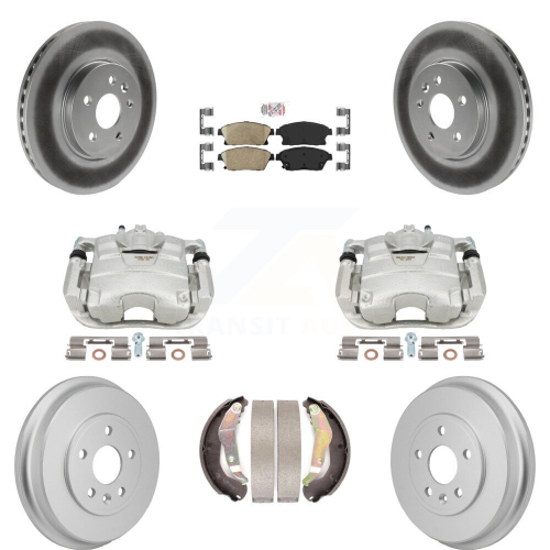 TRANSIT AUTO  Front Rear Brake Caliper Coat Rotors Drum Ceramic Pad Kit (8PC) for 13-17 Chevrolet Trax Kcg-102899N