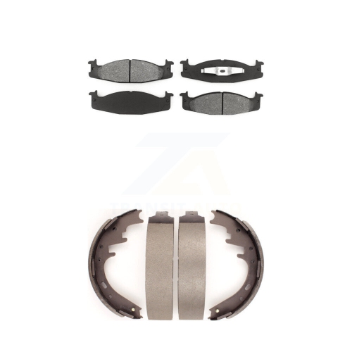 Front Rear Semi-Metallic Brake Pads And Drum Shoe Kit For Ford E-150 Econoline Club Wagon KSN-100143