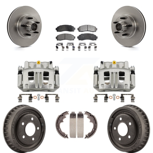 TRANSIT AUTO  Front Rear Disc Brake Caliper Rotor Drum Semi-Metallic Pad Kit (8PC) for Ford Ranger Rwd Kc8-100760P