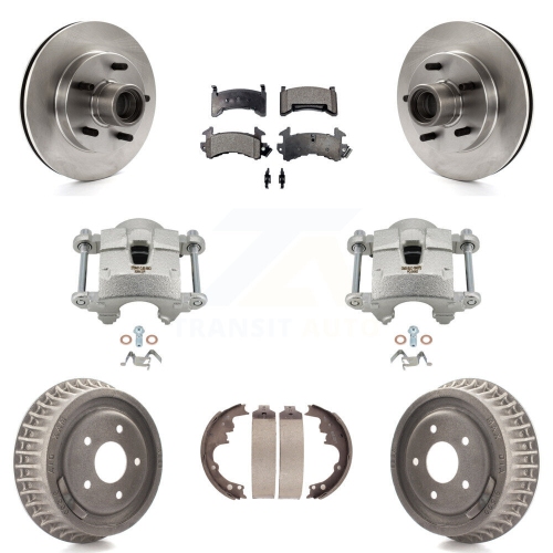 TRANSIT AUTO  Front Rear Brake Caliper Rotors Drums Semi-Metallic Pads Kit (8PC) for Chevrolet S10 Gmc Kc8-100754P