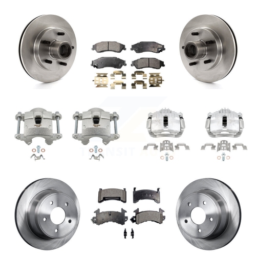 TRANSIT AUTO  Front Rear Disc Brake Caliper Rotors And Semi-Metallic Pads Kit (10PC) for Chevrolet S10 Kc8-101322P