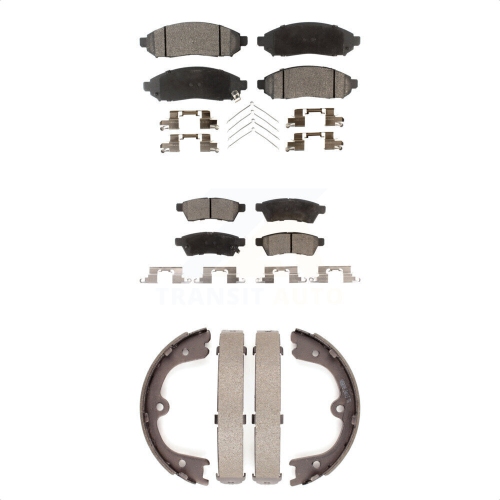 Front Rear Semi-Metallic Brake Pads And Parking Shoes Kit For Nissan Frontier Xterra KFN-100515