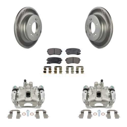Rear Brake Caliper Coat Rotors Semi-Metallic Pad Kit For 15-16 Hyundai Sonata GAS engine KCG-100189P