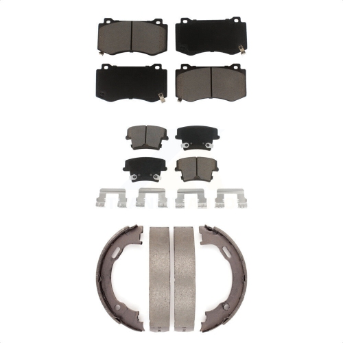 Front Rear Ceramic Brake Pads Parking Shoes Kit For Dodge Charger R T Scat Pack with 6.4L KCN-100036