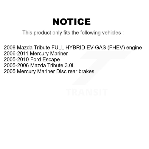 Disque d'étrier de frein arrière et plaquettes semi-métalliques pour Ford Escape Mazda Tribute Mercury KC8-100689S