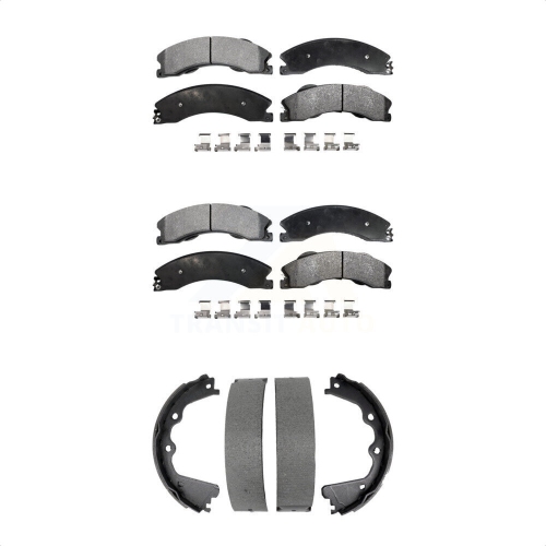 TRANSIT AUTO  Front Rear Semi-Metallic Brake Pads And Parking Shoe Kit for Gmc Chevrolet Sierra 2500 HD Kfn-100887
