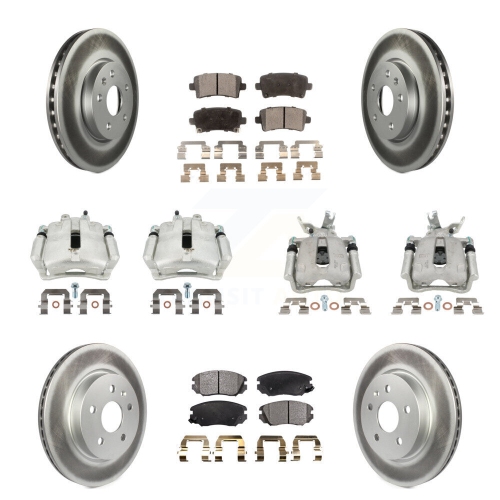 TRANSIT AUTO  Front Rear Disc Brake Caliper Coated Rotors And Semi-Metallic Pads Kit (10PC) for Kcg-100873P