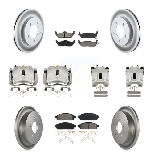 TRANSIT AUTO  Front Rear Brake Caliper Coat Rotor Semi-Metallic Pad Kit (10PC) for 2004 Ford F-150 4Wd Kcg-101002S