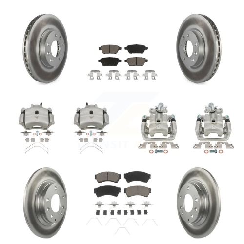 Front Rear Brake Caliper Coat Rotor & Ceramic Pad Kit For Ford Fusion Mazda 6 MKZ KCG-101003C