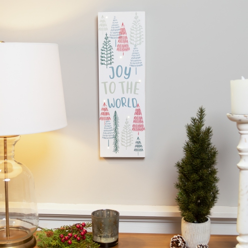Lighted Joy to the World Pine Tree Christmas Wall Art - 19.75"