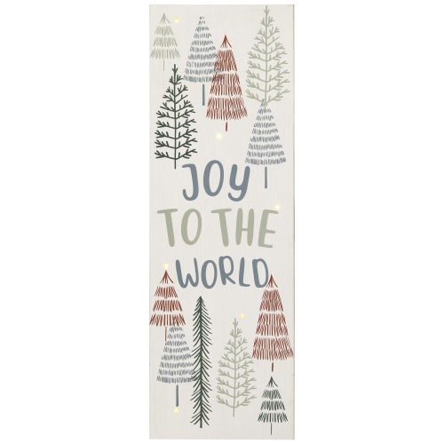 Lighted Joy to the World Pine Tree Christmas Wall Art - 19.75"
