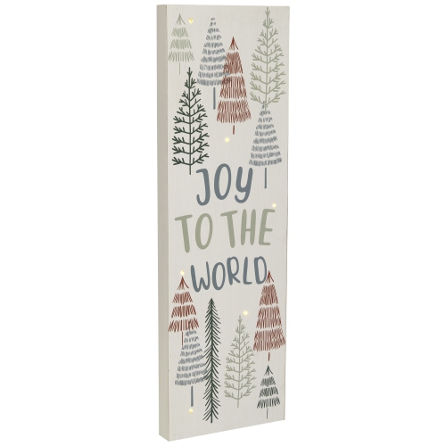 Lighted Joy to the World Pine Tree Christmas Wall Art - 19.75"