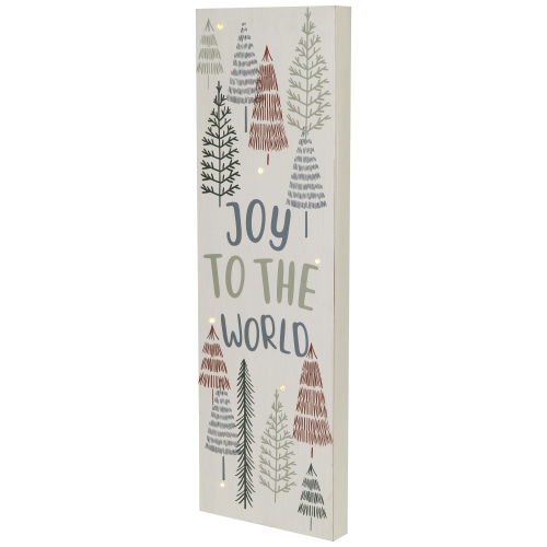 Lighted Joy to the World Pine Tree Christmas Wall Art - 19.75"