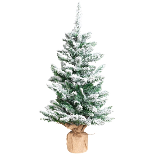 Frosted Pine Artificial Christmas Tree in Burlap Base - 3' - Unlit