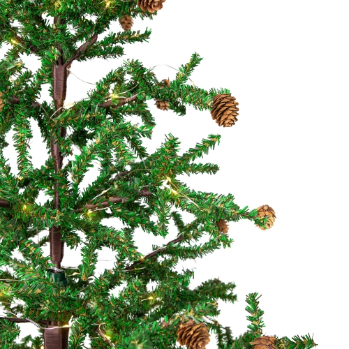 Pre-lit Christmas Tree with Pinecones and Burlap Base - 4' - Clear Lights