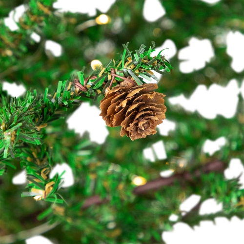 Pre-lit Christmas Tree with Pinecones and Burlap Base - 4' - Clear Lights